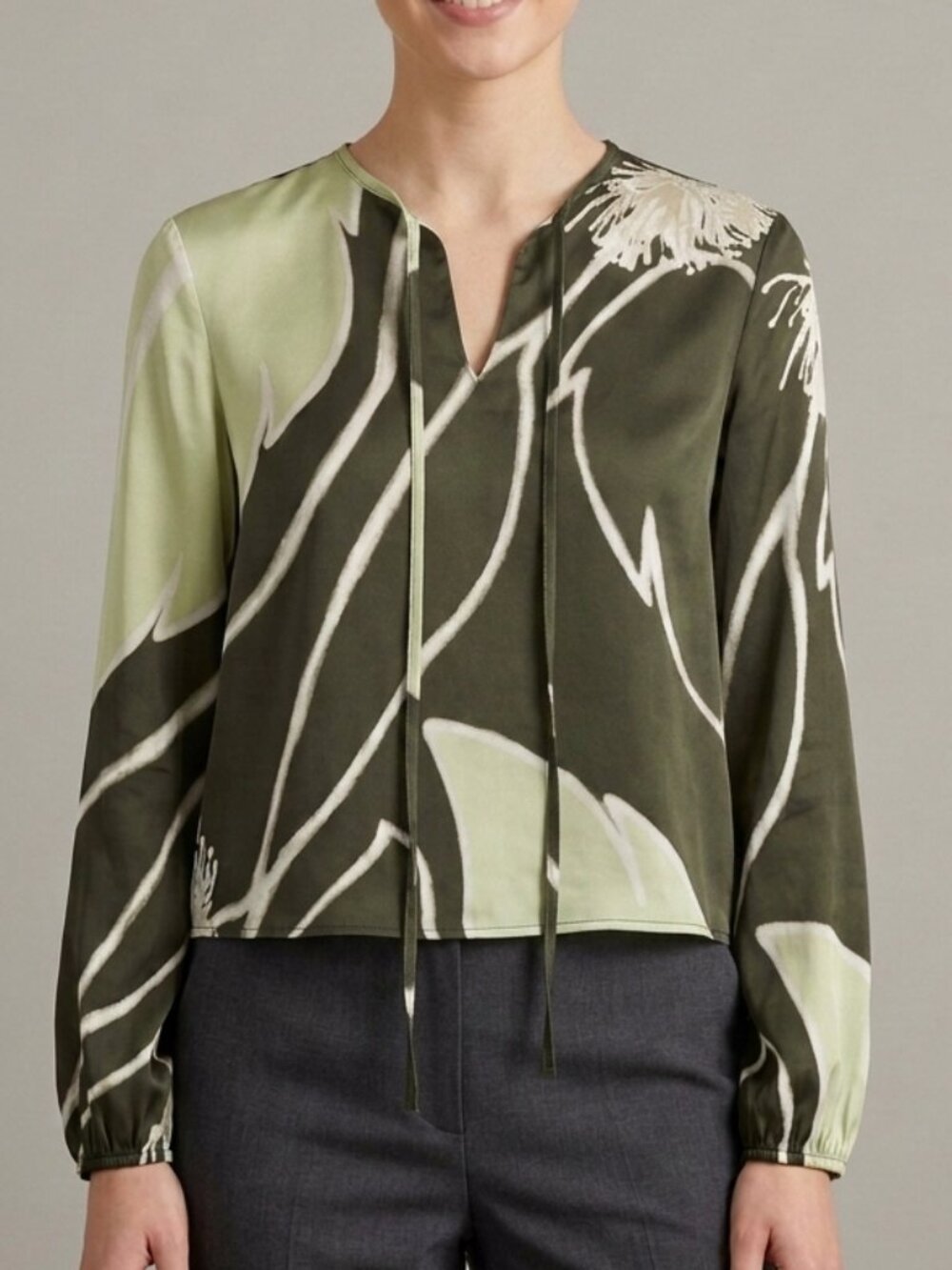 Anthropologie Maison d’Amelie Green Palm Frond Floral Blouse